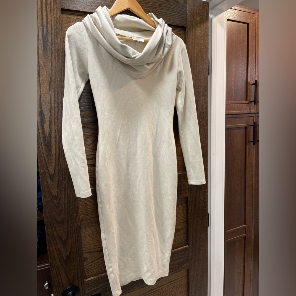 BILL HALLMAN Cowl Neck Midi Dress